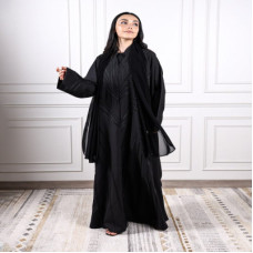 ‎ عباية نسائية كريب بلون أسود