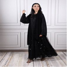 ‎ عباية نسائية شيفون بلون أسود