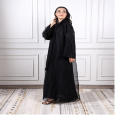 ‎ عباية نسائية بتصميم مميز أسود